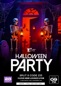 Black 3d Black 3d Black Maximalist Halloween Night Party Event Flyer A4 template