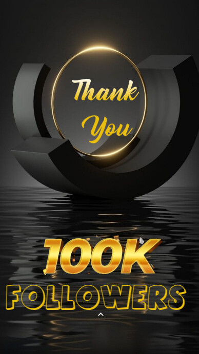 Copy of Black 3d Black And Gold Gradient Thank You 100k Followers ...