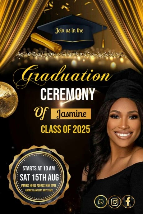 Gold Graduation Program Graduation Ceremony Posters Template | PosterMyWall