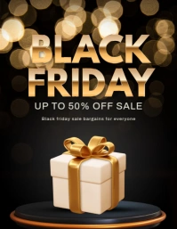 Black 3d Black Friday Flyer (us Letter) Pamflet (Letter AS) template