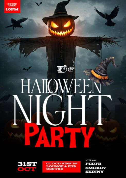 Black 3d Black Maximalist 3d Halloween Night Party Event Flyer A4 ...