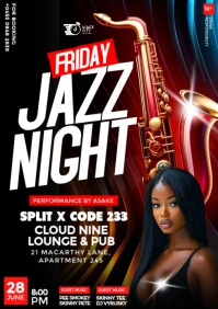 Black 3d Black Maximalist 3d Jazz Night Event Flyer Poster A4 template