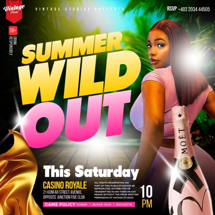 Black 3d Black Maximalist 3d Summer Party Event Flyer A4 Pos Instagram template