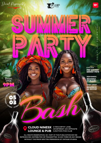 Black 3d Black Maximalist 3d Summer Party Event Flyer A4 template