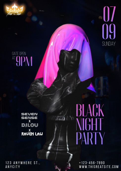 Copy of Black 3d Black Night Party A4 | PosterMyWall