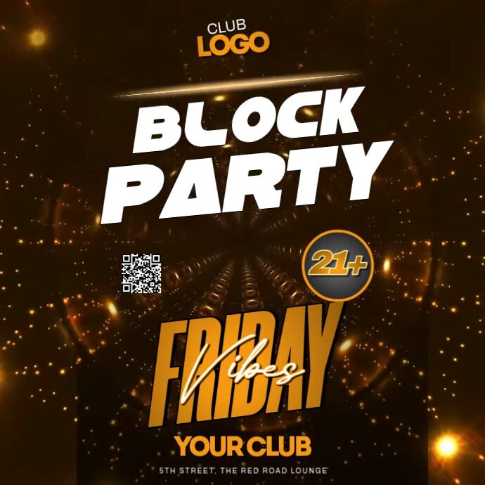 Copy of Black 3d Block Party Friday Pos Instagram | PosterMyWall