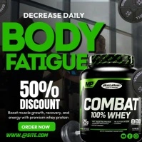 Black 3d Body Fatigue  Instagram Post template