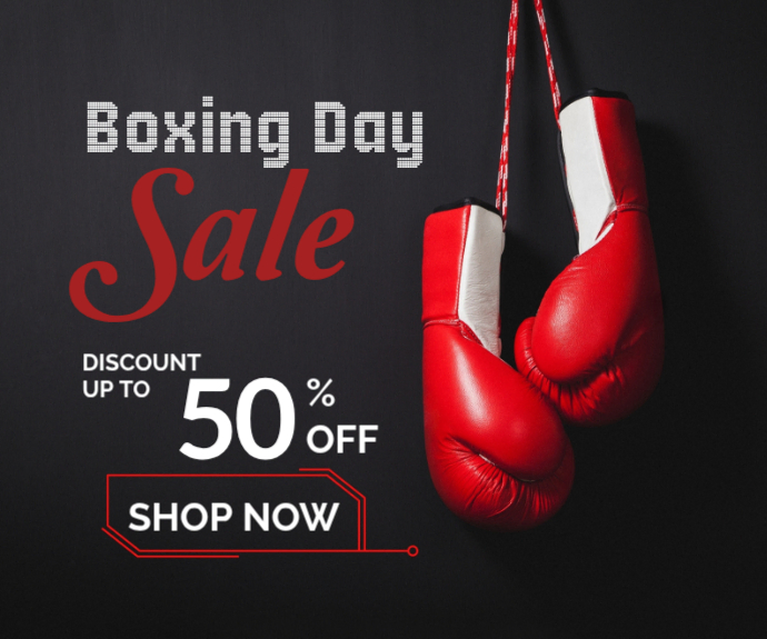 Black 3d Boxing Day Sale Medium Rectangle Template | PosterMyWall