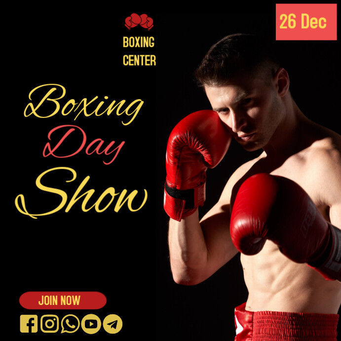 Black 3d Boxing Day Show Instagram Post Template | PosterMyWall