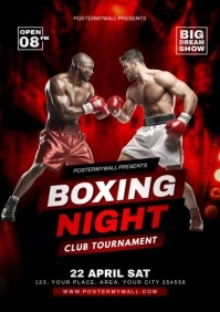 Black 3d Boxing Night  A5 template