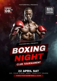 Black 3d Boxing Night  A5 template