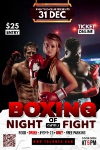 Black 3d Boxing Night Fight Poster template