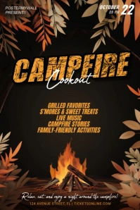 Black 3d Campfire Cookout Poster template