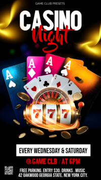 Black 3d Casino Night  Digital Display (9:16) template