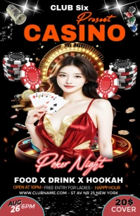 Black 3d  Casino Night Party Half Page Wide Media Página Ancho template