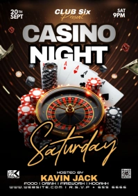 Black 3d Casino Night Saturday A1 template