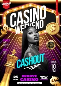 Black 3d Casino Weekend Flyer Poster A4 template