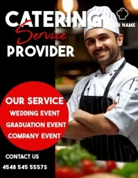 Black 3d Catering Volantino (us Letter) template