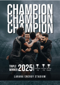 Black 3d Champion Football Team A2 template