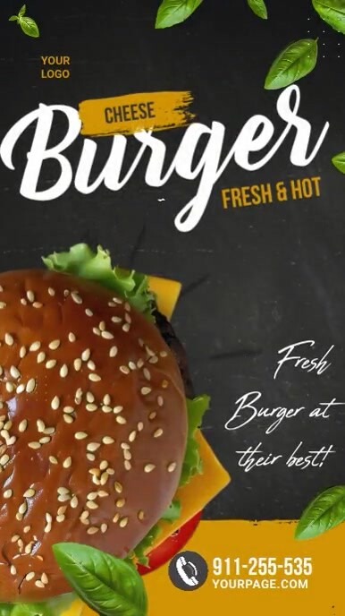 Black 3d Cheese Burger Instagram Reel template