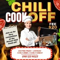 Black 3d Chilli Cook Off Instagram Post template