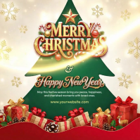 Black 3d Christmas Greetings Square (1:1) template