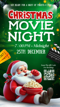 Black 3d Christmas Movie Night Instagram Story template