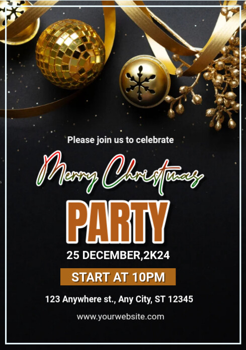 Copy of Black 3d Christmas Party A4 | PosterMyWall