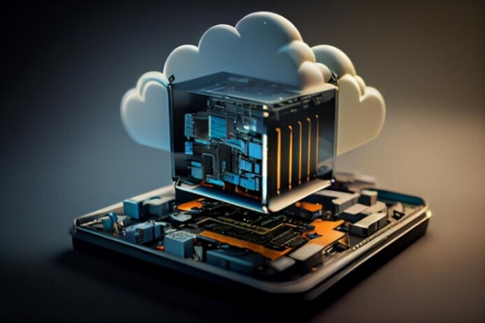 Black 3d Cloud Computing Technology Concept Poster template