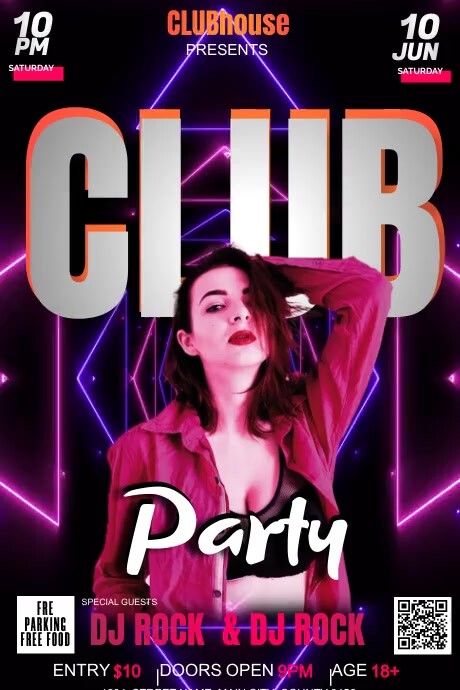 Black 3d Club Party Poster template