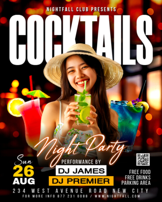 Black 3d Cocktails Drink Sexy Ladies Night Party Bar Social Media Promo ...