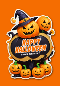 Black 3d Colourful 3d Maximalist Halloween Sticker For Print A4 template