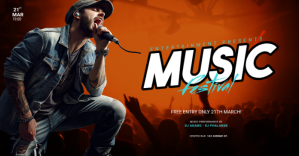 Black 3d Concert Facebook Shared Image template