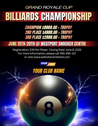 Black 3d Creative Billiards Championship Post Flyer (US Letter) template