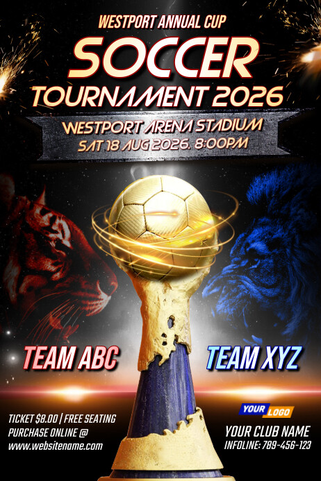 Black 3d Creative Soccer Tournament Poster Po Template | PosterMyWall