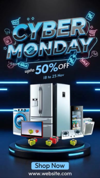 Black 3d Cyber Monday Sale Instagram Story template