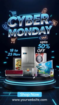 Black 3d Cyber Monday Sale Instagram Story template