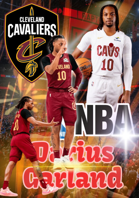Black 3d Darius Garland Cleveland Cavaliers Basketball Nba A4 template