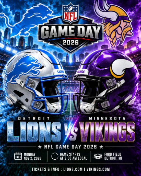 Black 3d Detroit Lions Vs Minnesota Vikings Football Game Instagram ...
