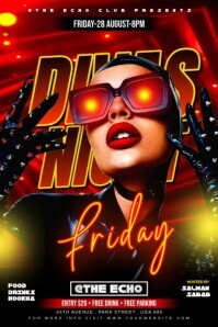 Black 3d Divas Night Friday Video Ads Flyer Poster template