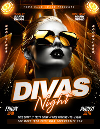 Black 3d Divas Night Poster Flyer Flyer (us Letter) template
