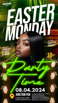 Black 3d Easter Monday Bash Night Club Party Event Flyer Instagram Story template
