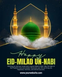 Black 3d Eid Milad Un Nabi Wishes Instagram Portrait template