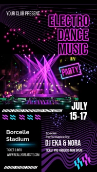 Black 3d Electro Dance Music Party Digital Display (9:16) template