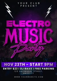 Black 3d Electro Music Party A2 template