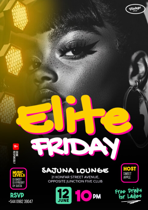 Black 3d Elite Friday Party Event Flyer A4 template