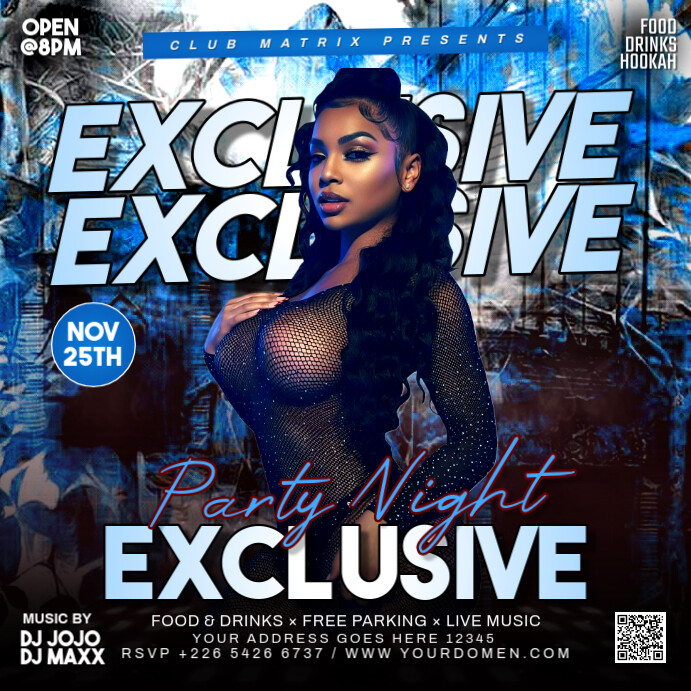 Black 3d Exclusive Party Night  Square (1:1) template