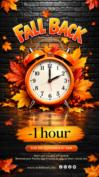 Black 3d Fall Back Instagram Story Template | PosterMyWall