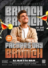 Black 3d Father's Day Brunch  A4 template
