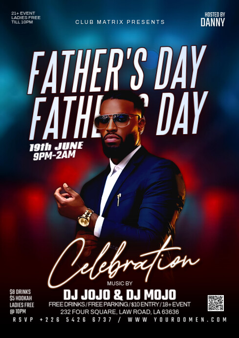 Black 3d Father's Day Celebration  A4 template